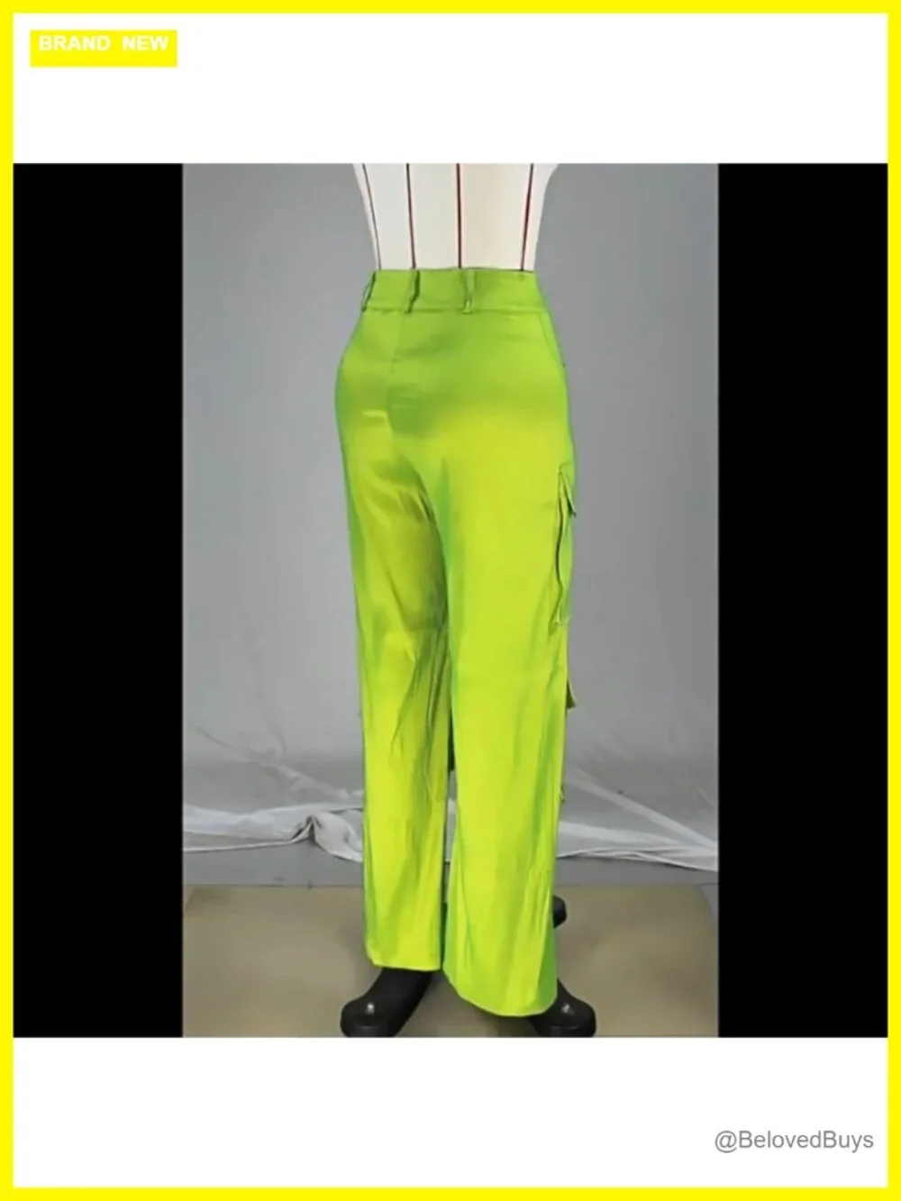 Satin Cargo Pants Y2K High Waisted Straight Leg Baggy Trousers Streetwear